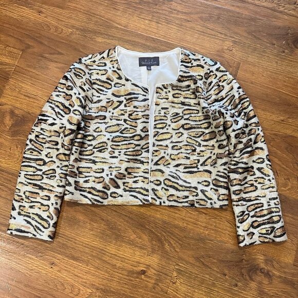 PJK Patterson J Kincaid sequin leopard cardigan - Picture 1 of 7